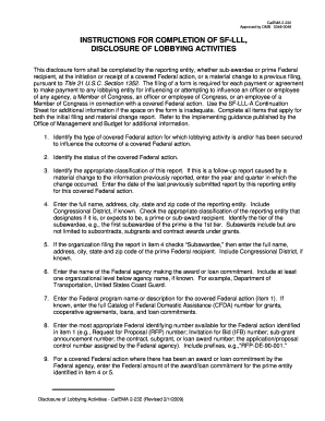 Disclosure of Lobbying Activities Form