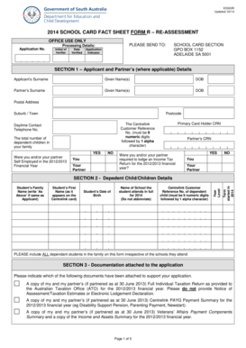 2014 School Card Re-Assessment Form