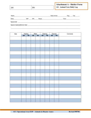 Animal Care Daily Log