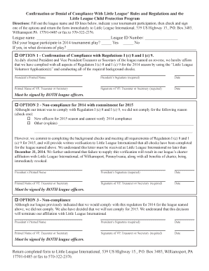 Little League Compliance Form
