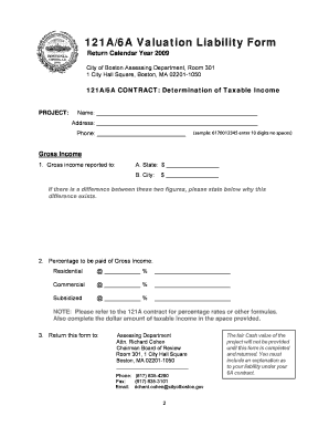 121A/6A Valuation Liability Form