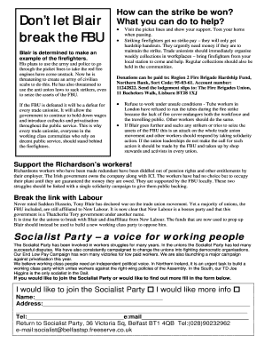 Socialist Party Membership Form