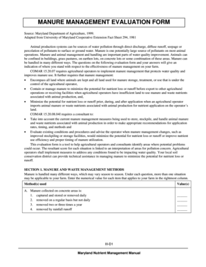 Maryland Manure Management Evaluation Form