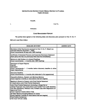 Case Management Report