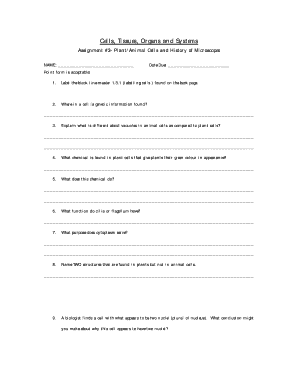 Plant and Animal Cell Assignment