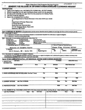 Maryland Child Abuse Background Clearance Request