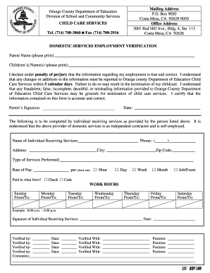 Domestic Services Employment Verification