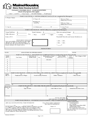 Tenant Income Self-Certification Form