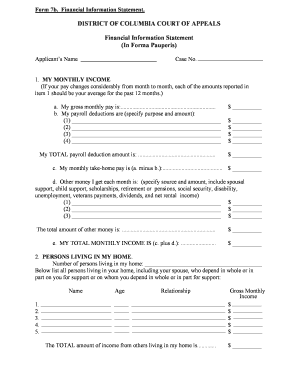 Form 7b Financial Information Statement