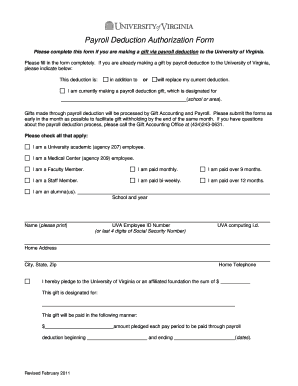 Payroll Deduction Authorization Form