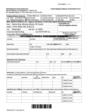 VA Central Registry Release of Information Form