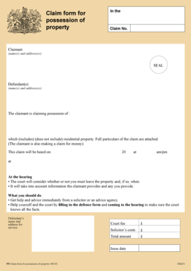 UK Property Possession Claim Form