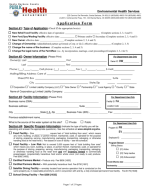California Retail Food Facility Application Form