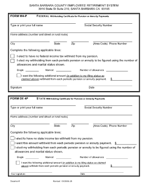 Santa Barbara County Employees’ Retirement System W4-P Form