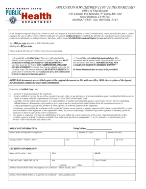 California Death Record Application