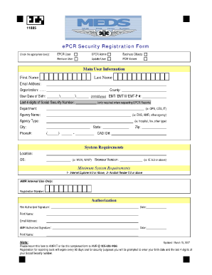 ePCR Security Registration Form
