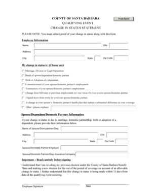 County of Santa Barbara Change in Status Statement