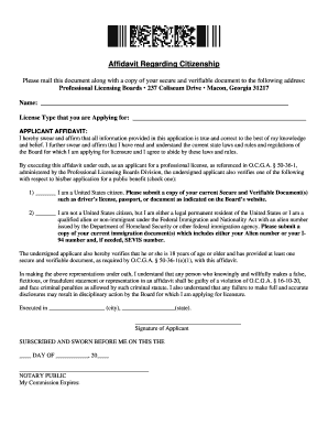 Affidavit Regarding Citizenship
