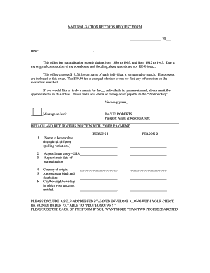 Naturalization Records Request Form