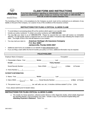 Critical Illness Claim Form