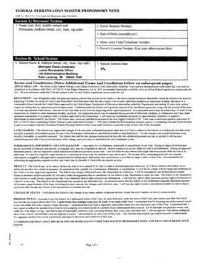 Federal Perkins Loan Master Promissory Note