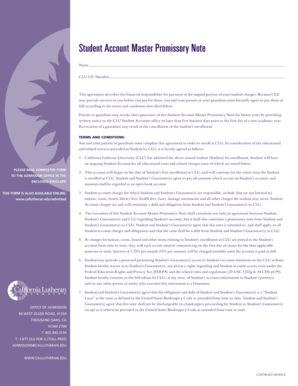 Student Account Master Promissory Note