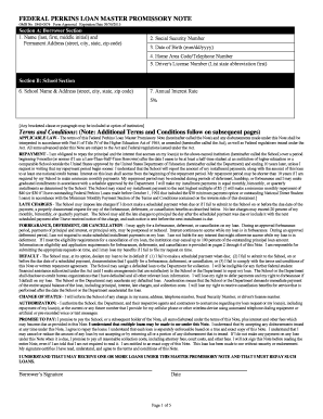 Federal Perkins Loan Master Promissory Note