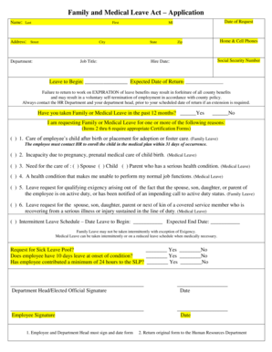 Family and Medical Leave Act Application