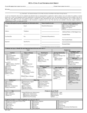Civil Case Information Sheet