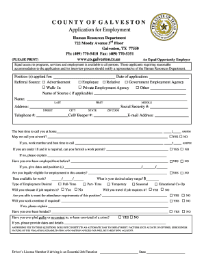 County of Galveston Employment Application