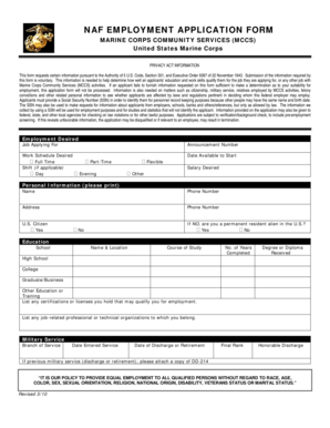 NAF Employment Application Form