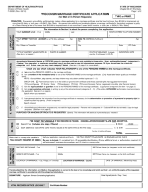 Wisconsin Marriage Certificate Application