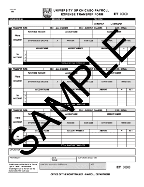 University of Chicago Payroll Expense Transfer Form