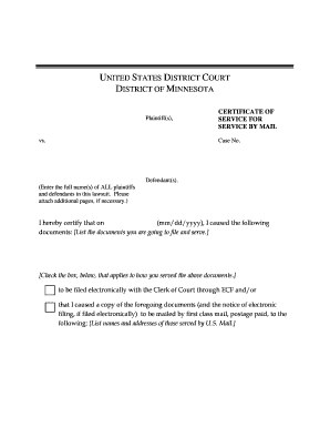 Certificate of Service by Mail