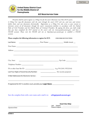 US District Court ECF Registration Form