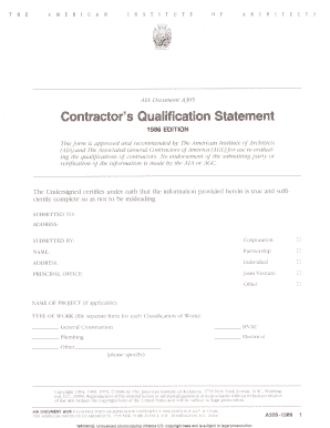 Contractor's Qualification Statement