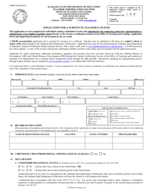 Alabama Substitute Teacher License Application