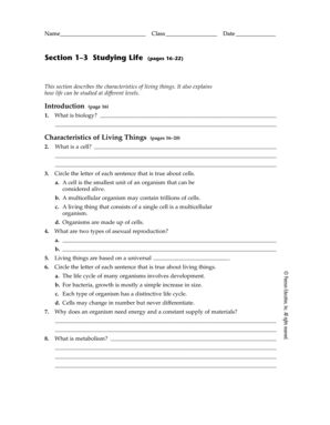 Biology Study Guide Worksheet