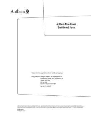 Anthem Blue Cross Enrollment Form