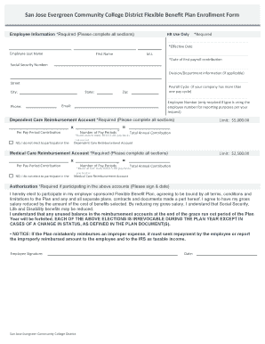San Jose Evergreen Community College District Flexible Benefit Plan Enrollment Form