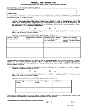 Personal Data Report Form