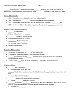 Forensic Science Blood Spatter Notes