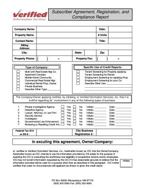 Subscriber Agreement for Tenant Screening
