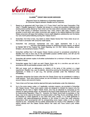 Classic Credit Risk Score Services Addendum
