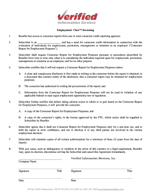 Employment Chex Screening Agreement