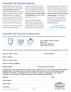 Automatic Bill Payment Authorization Form