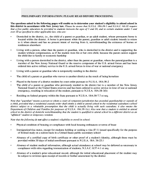 New Jersey Student Enrollment Form