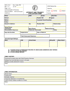 Kentucky Truancy Evaluation Form