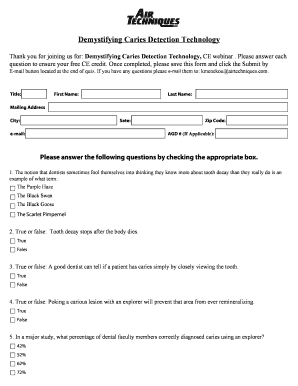 Caries Detection Technology CE Webinar Quiz