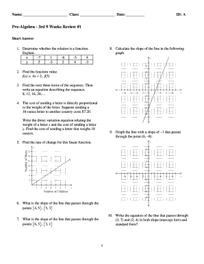 Pre-Algebra Review Worksheet